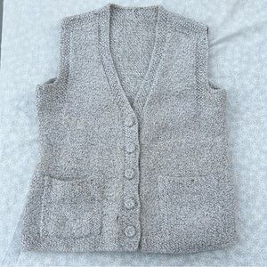 Handmade Gray Knit Sweater Vest, Cottagecore Granola Outdoor Grandmacore